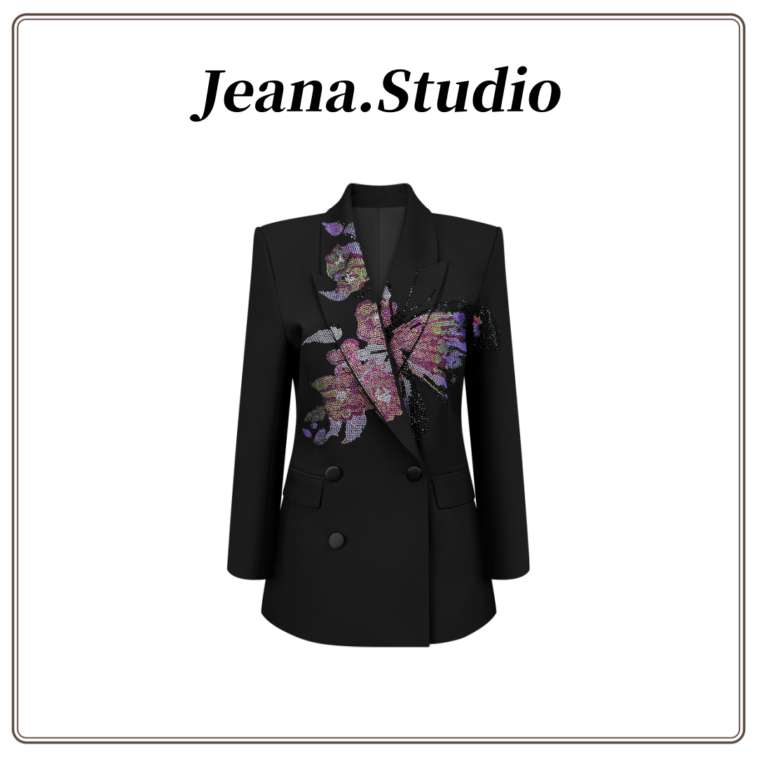 【Jeana.Studio】轻奢设计师款式七彩蝴蝶烫钻西装西服