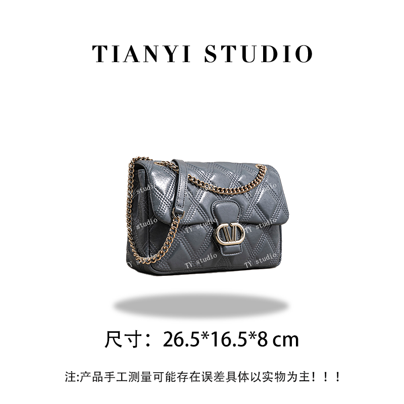 【TY】SK-92883-灰色  轻奢高级单肩斜跨韩版链条女包包