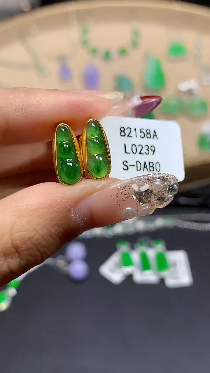 【闪购商品】翡翠耳饰18K金镶嵌L0239多样性发其一