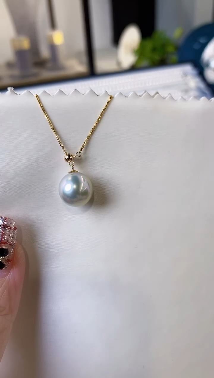 【闪购商品】海水珍珠项链18K金镶嵌10-11澳白珍珠项链