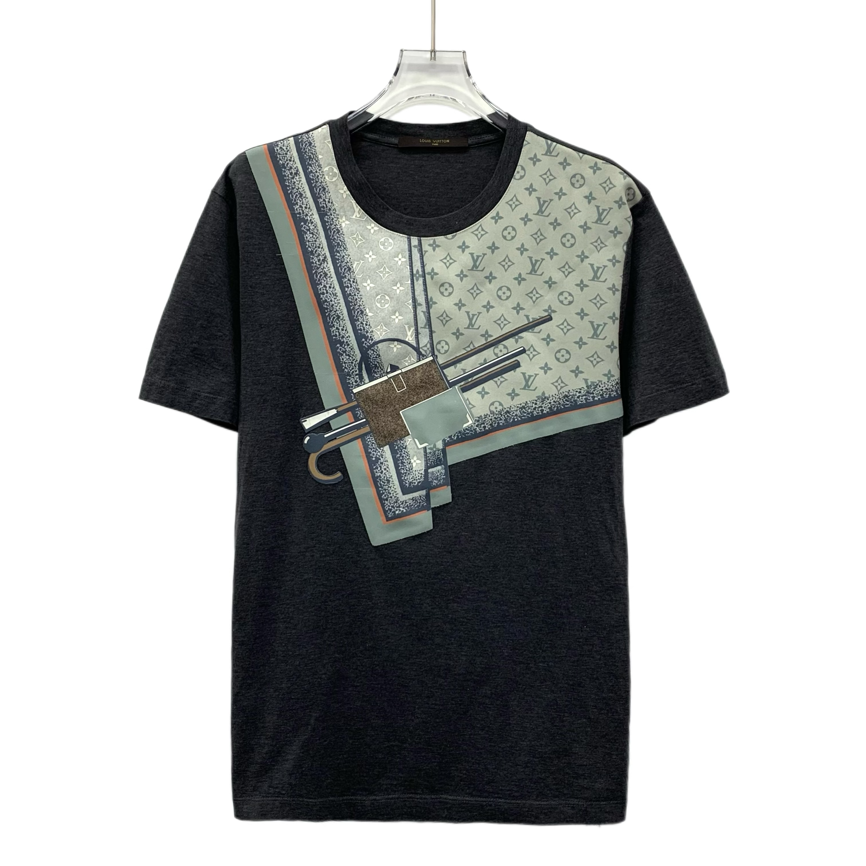 95新 LouisVuitton/路易威登  HM0859  logo老花锁头拼接短袖 S码
