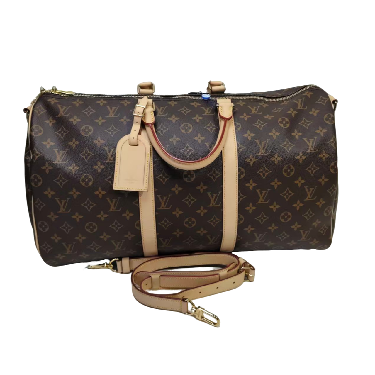99新 LouisVuitton/路易威登 二奢男包棕老花Keepall50行李袋1115