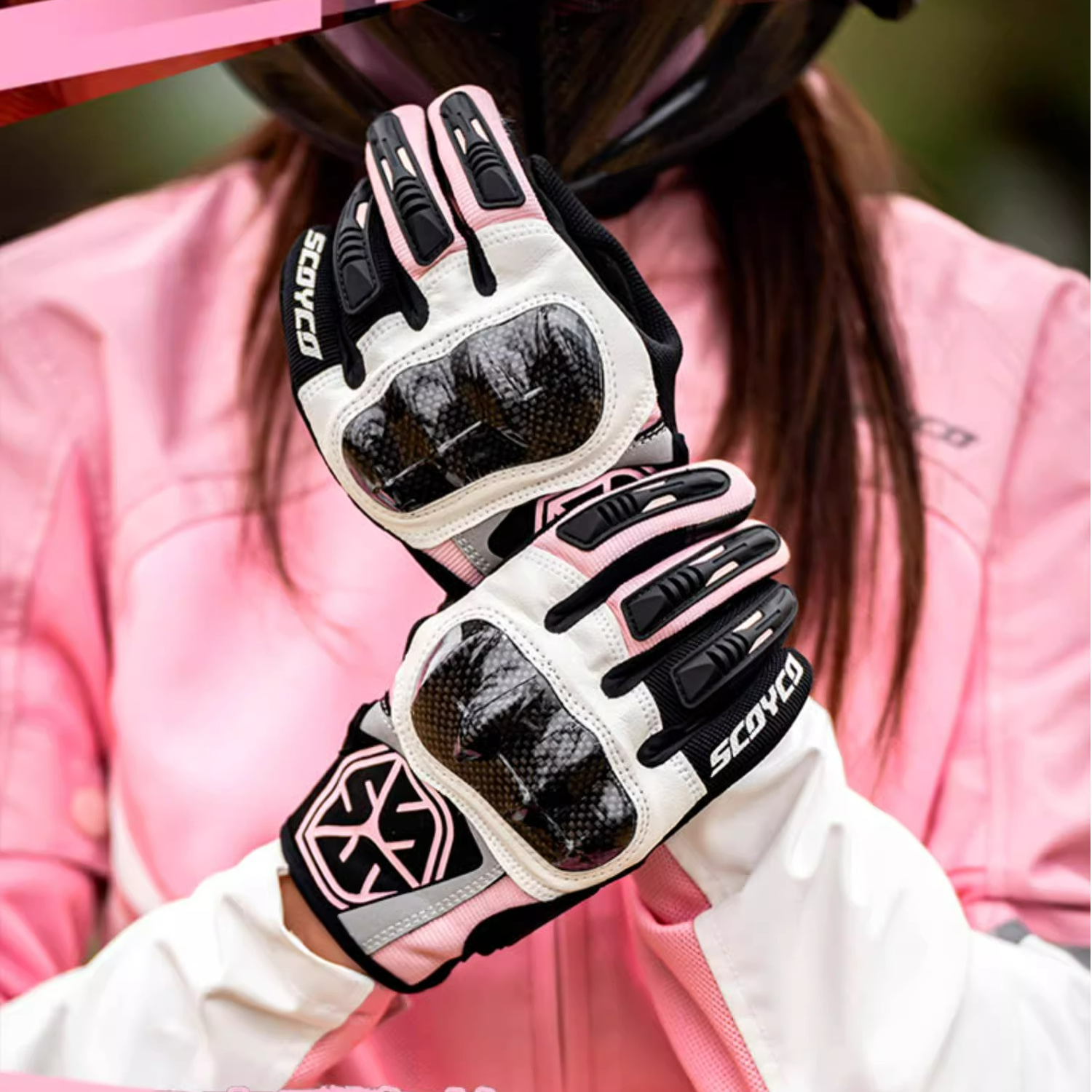 赛羽女骑专属摩托车手套夏季骑士机车防摔碳纤护壳手套MC122骑行