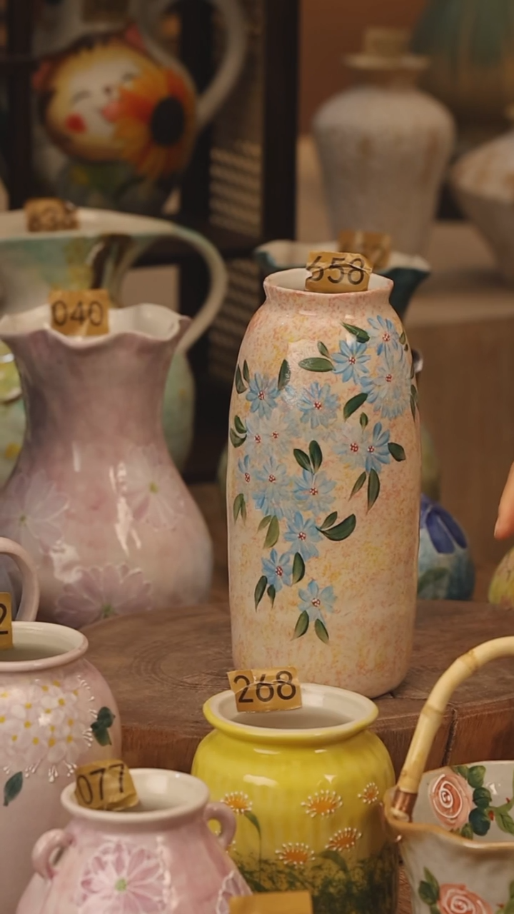 陶瓷景德镇设计师手作花器摆件侘寂风@M658@