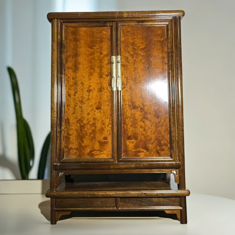 小叶桢楠乌木树头料圆脚柜雨滴龙胆纹/独板美式