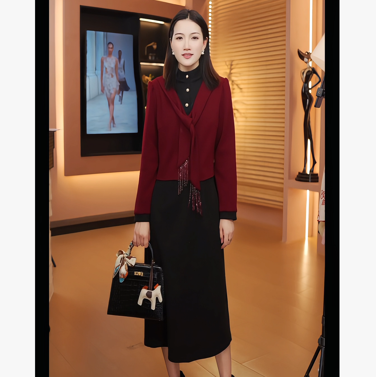 假两件连衣裙显瘦气质长袖洋气时尚中长裙秋冬显瘦修身