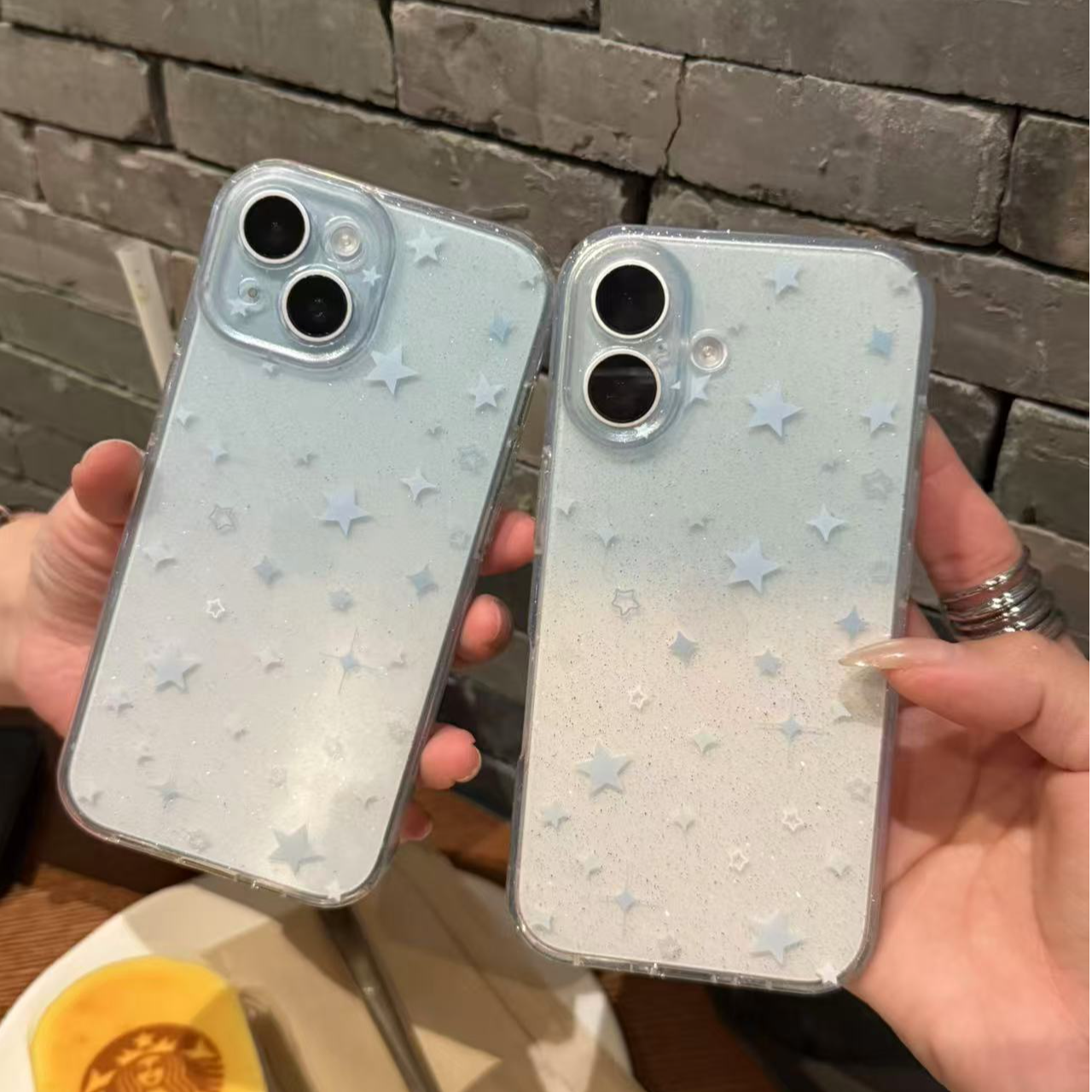 法式渐变星星手机壳适用iPhone16全包软壳ins爆闪哑光blingbling