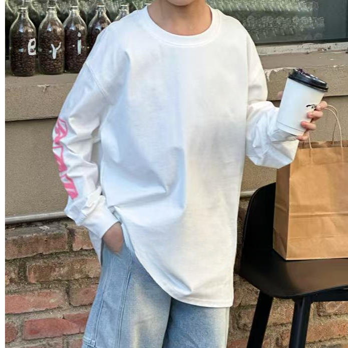 中大童潮童时尚百搭韩版圆领T儿童女童长袖休闲套头91028