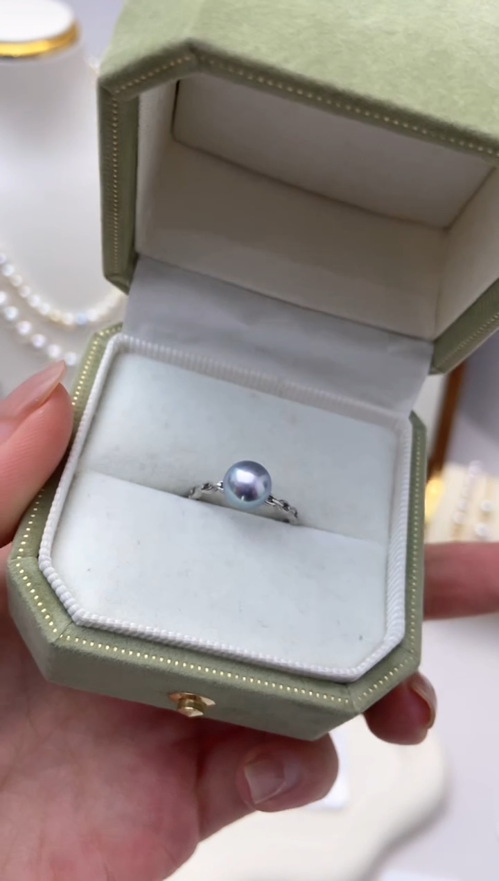 【闪购商品】海水珍珠戒指银S925镶嵌真多麻7.0-7.5戒指