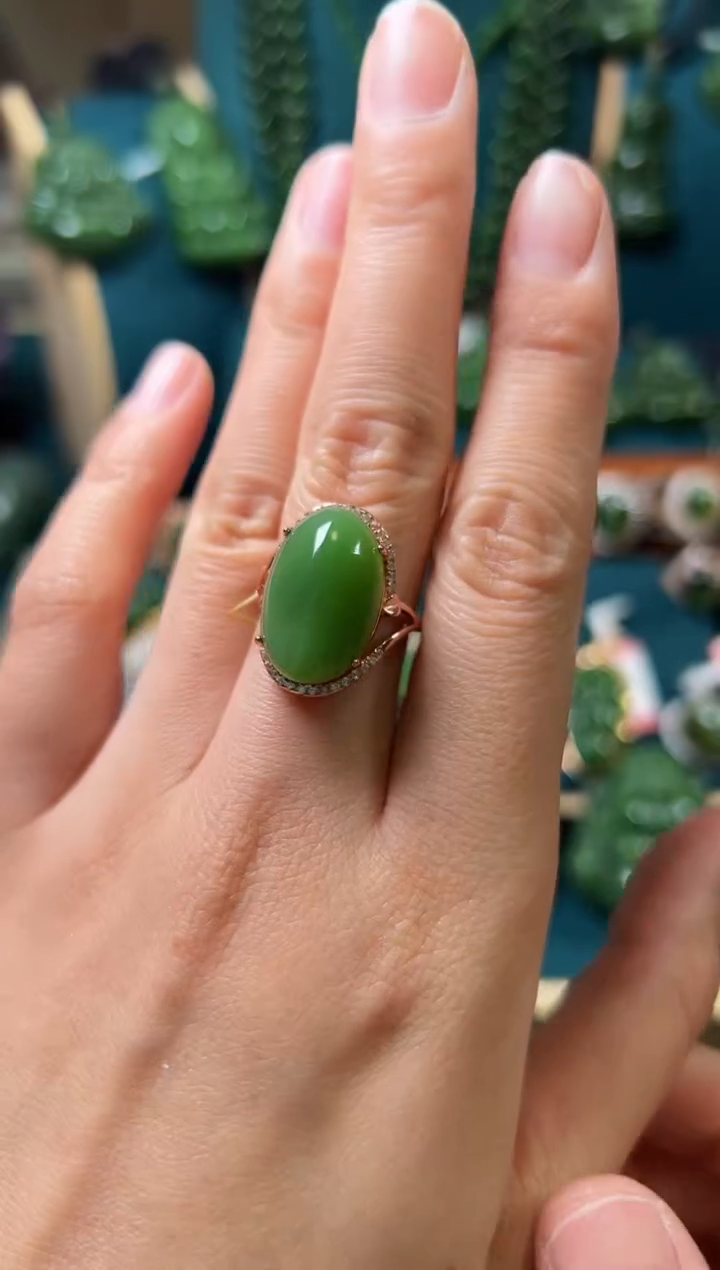 【闪购商品】和田玉（碧玉）戒指银S925镶嵌碧玉