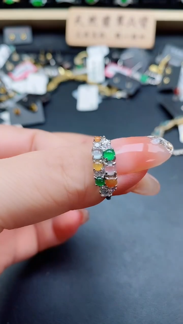 银S925镶嵌戒指翡翠1