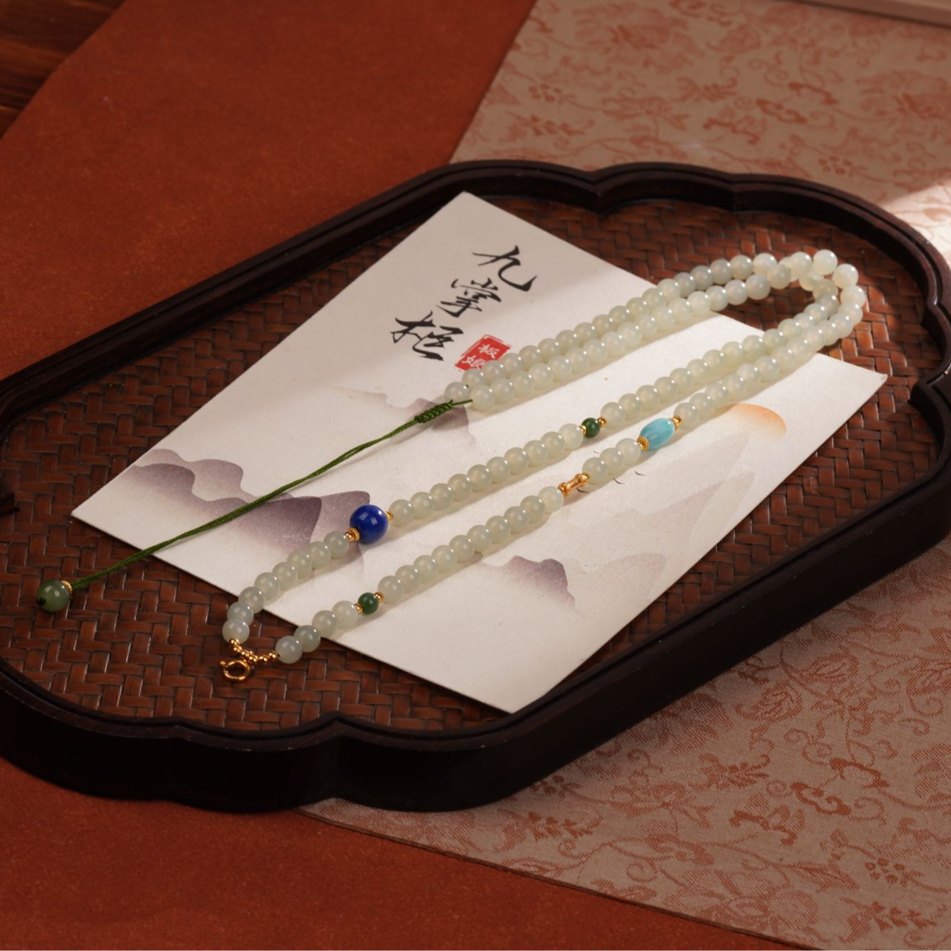 天然和田玉晴水且末蓝调万能链—多样性发其一约5mm