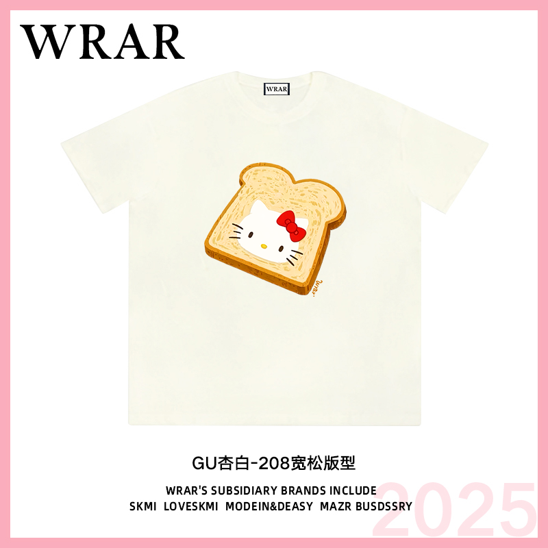 【吐司KT】新品时尚透气宽松T恤印花休闲卡通百搭圆领1