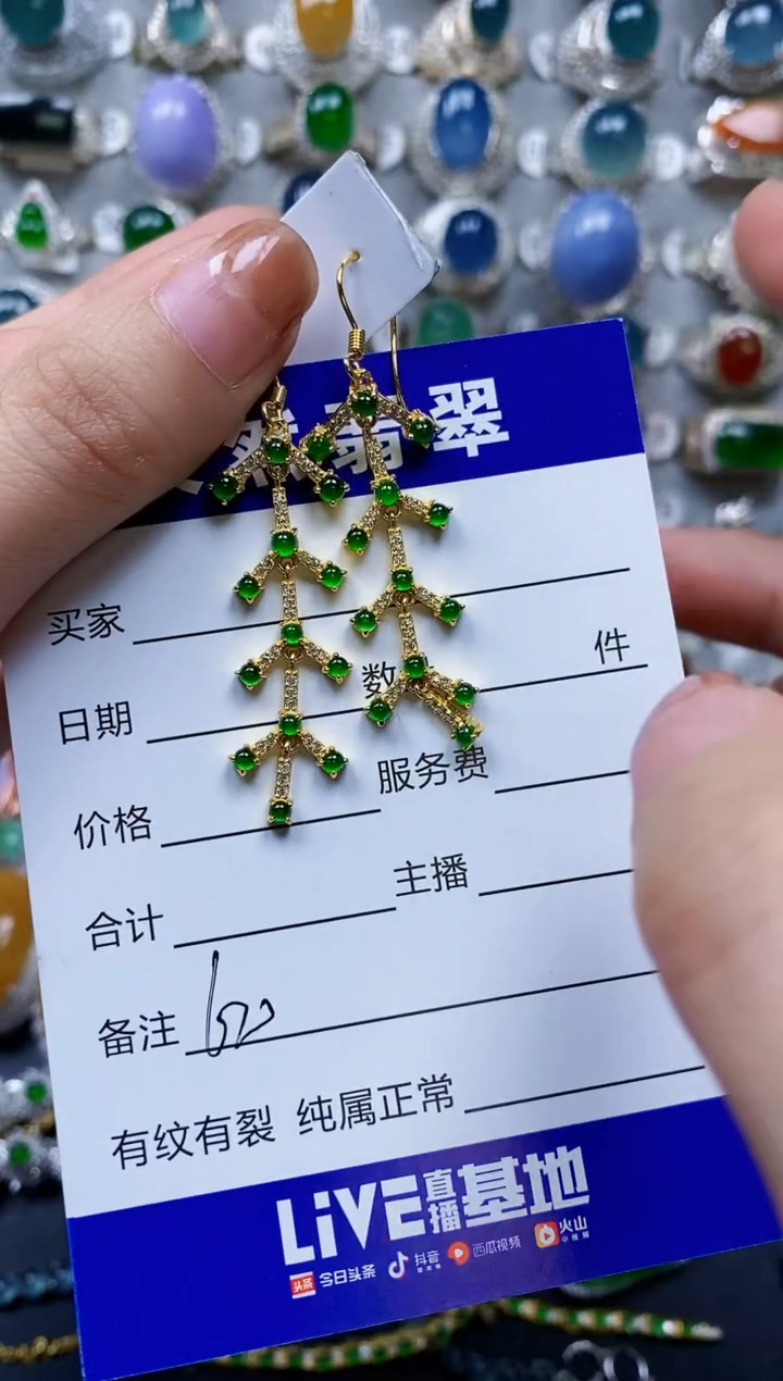 【闪购商品】翡翠耳饰银S925镶嵌0620
