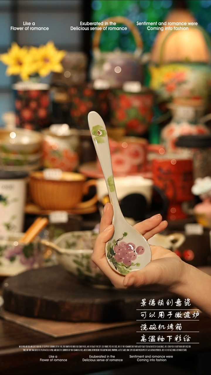 陶瓷景德镇高温釉下彩手工手绘款式
