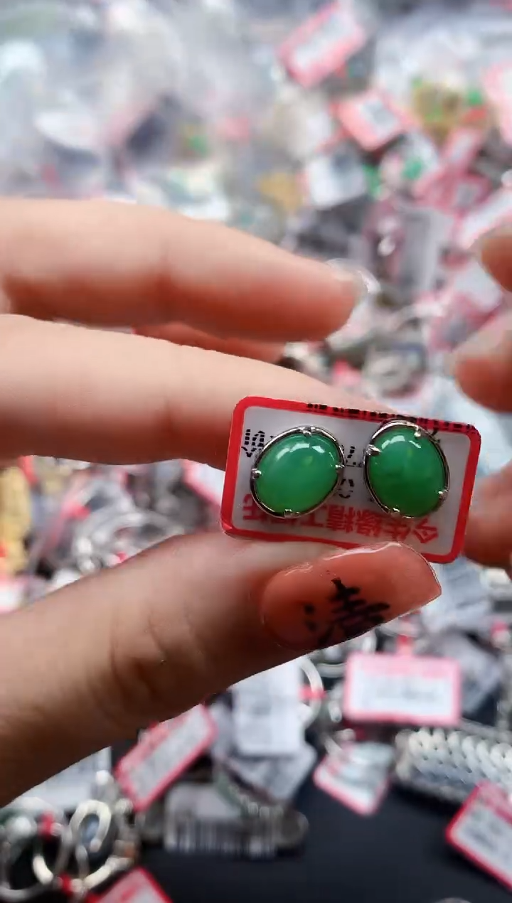 银S925镶嵌戒指翡翠天然A货缅甸翡翠