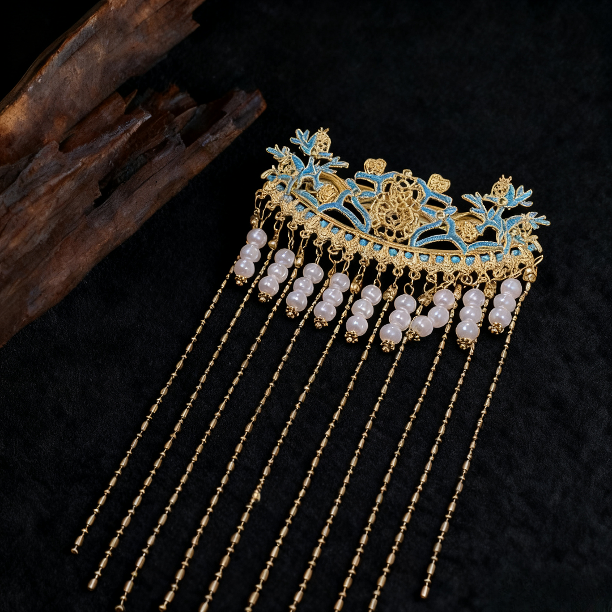 【金翠珠帘】烧蓝烤漆疆域发夹古风汉服战国唐制异域配饰女A105