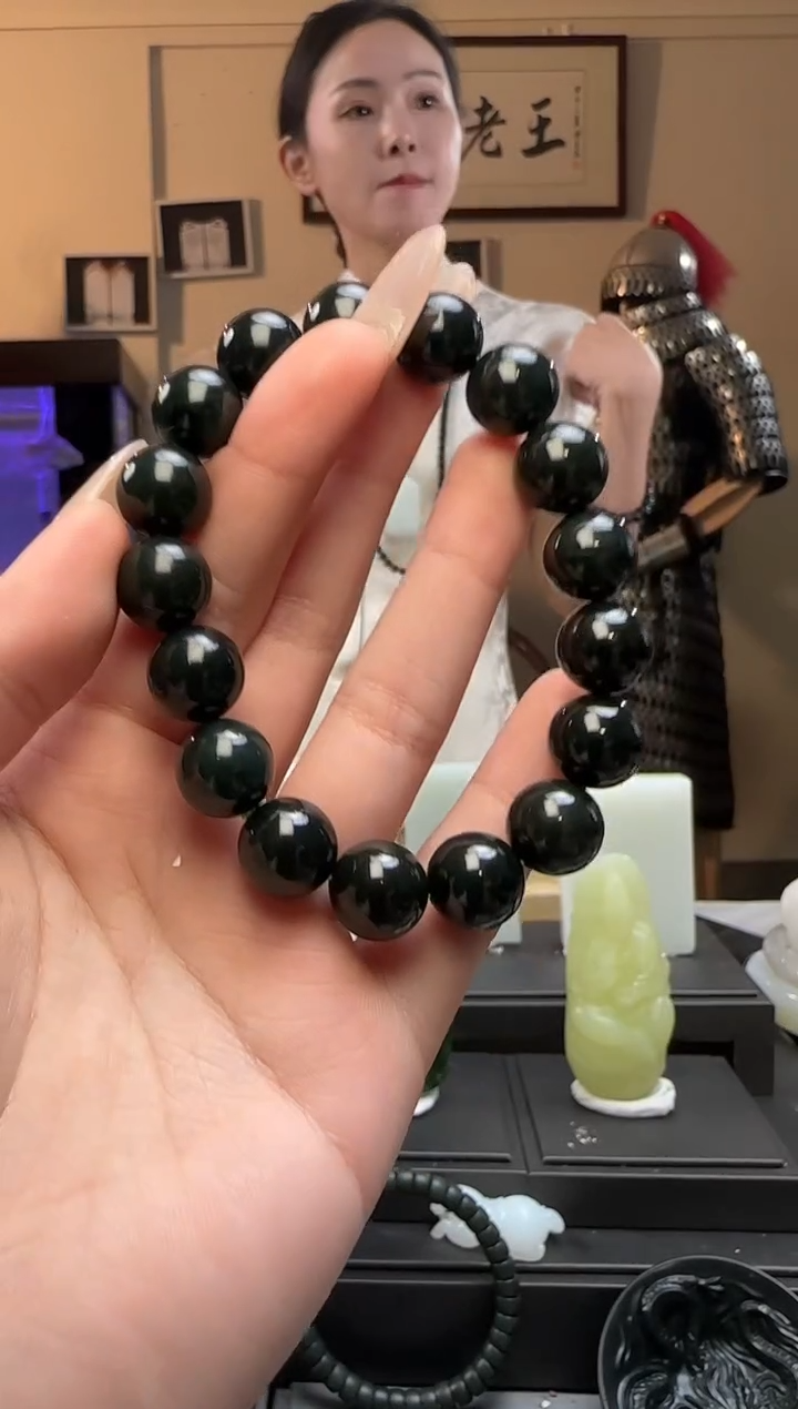 【闪购商品】和田玉青玉圆珠未镶嵌手串