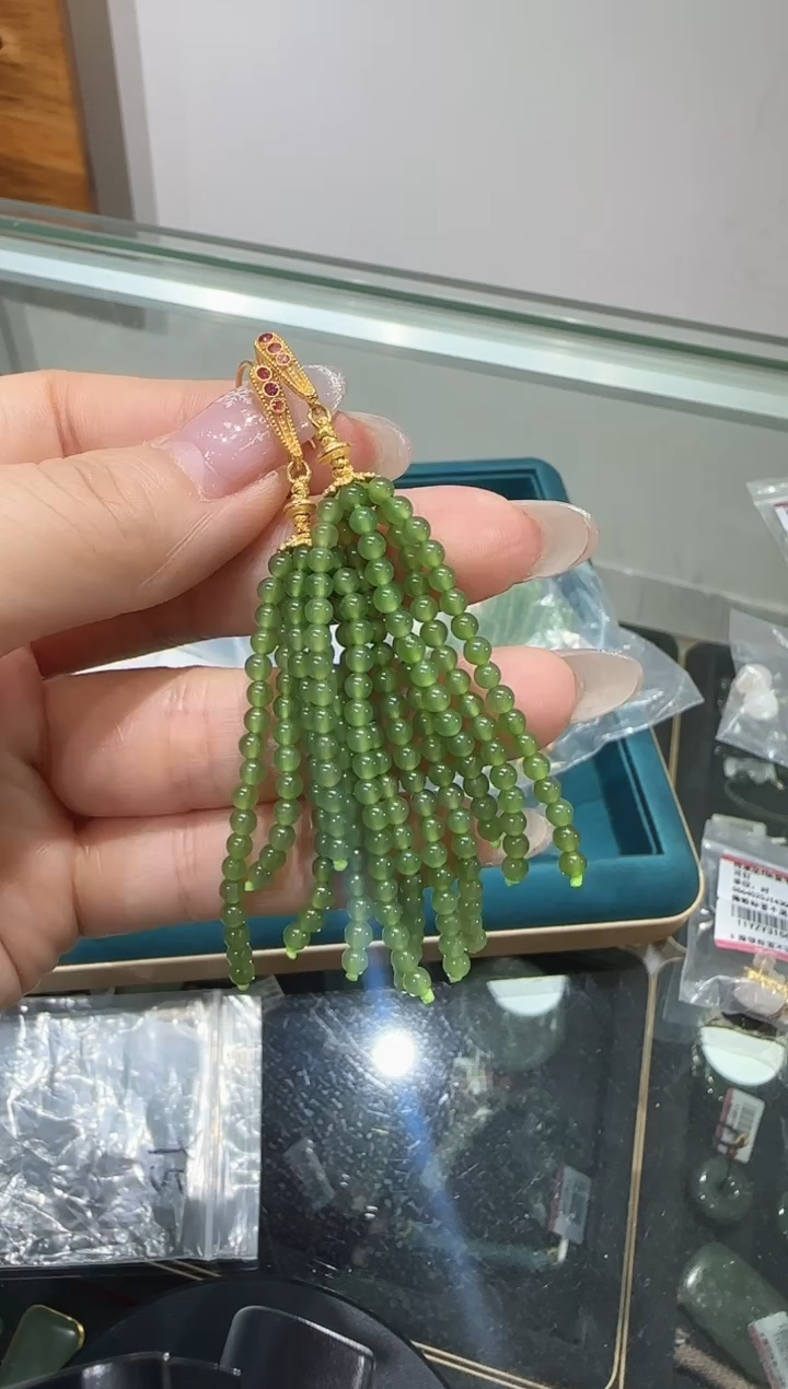 【闪购商品】和田玉耳环/多样性发18K金镶嵌R416