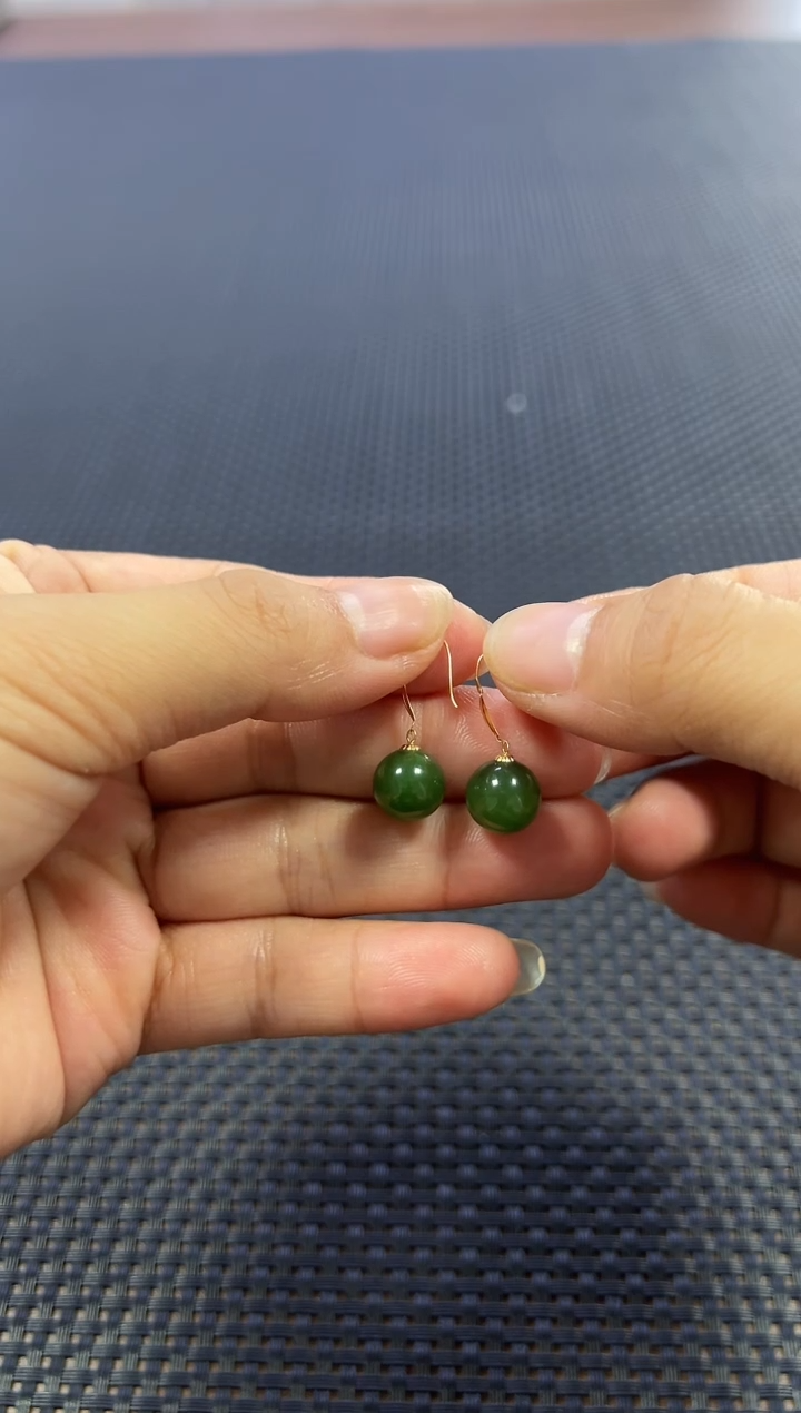 和田玉18K金镶嵌耳饰（多样性发一件）