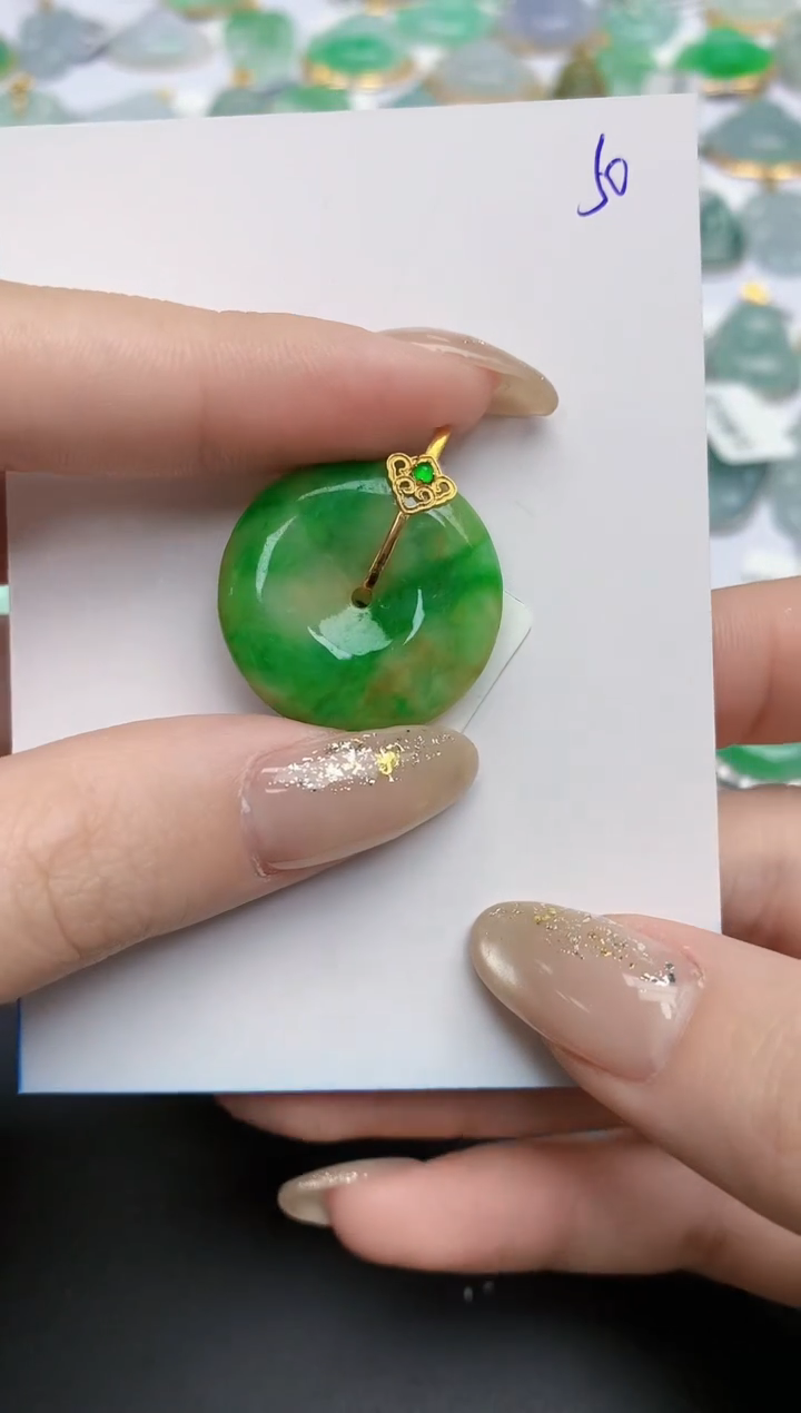 【闪购商品】翡翠颈饰18K金镶嵌天然缅甸翡翠A货