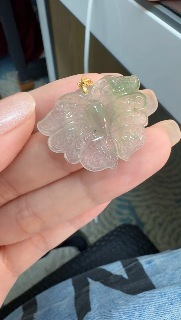 翡翠18K金镶嵌颈饰缅甸翡翠A挂件