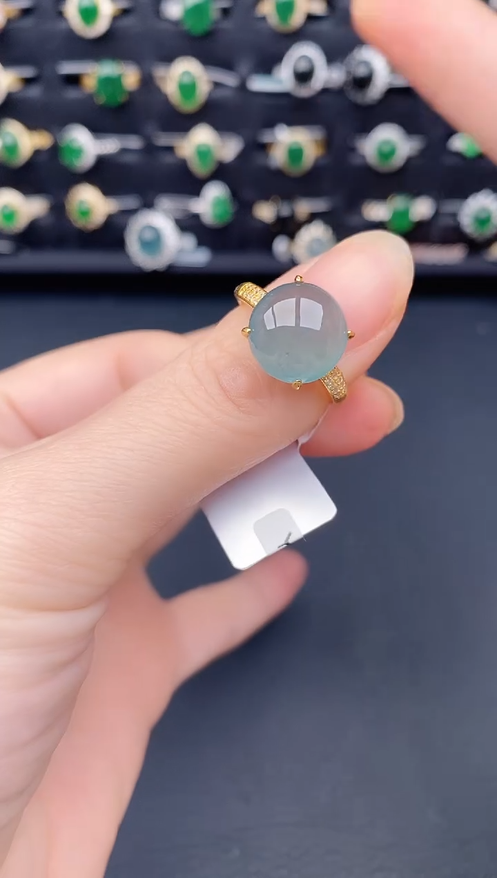 银S925镶嵌戒指翡翠天然a货翡翠192