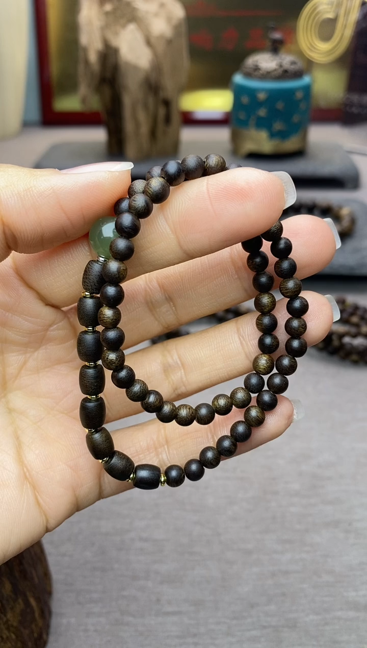 【闪购商品】沉香手串顺化紫棋05+白棋8颗 双圈沉水