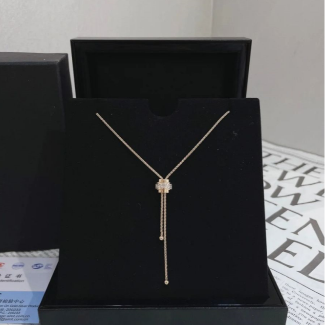 99新 Piaget/伯爵 小花6枫 伯爵 玫瑰金满钻流苏吊坠 项链