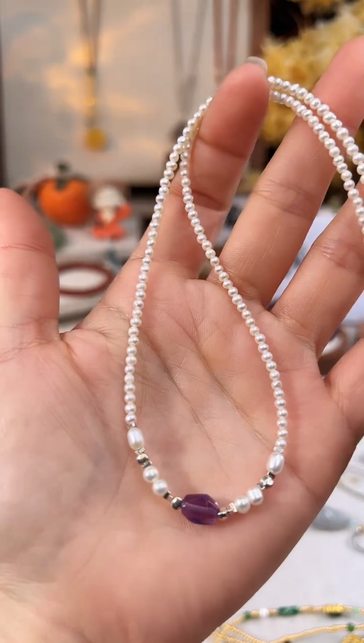 【闪购商品】淡水珍珠颈饰银S925镶嵌202501171