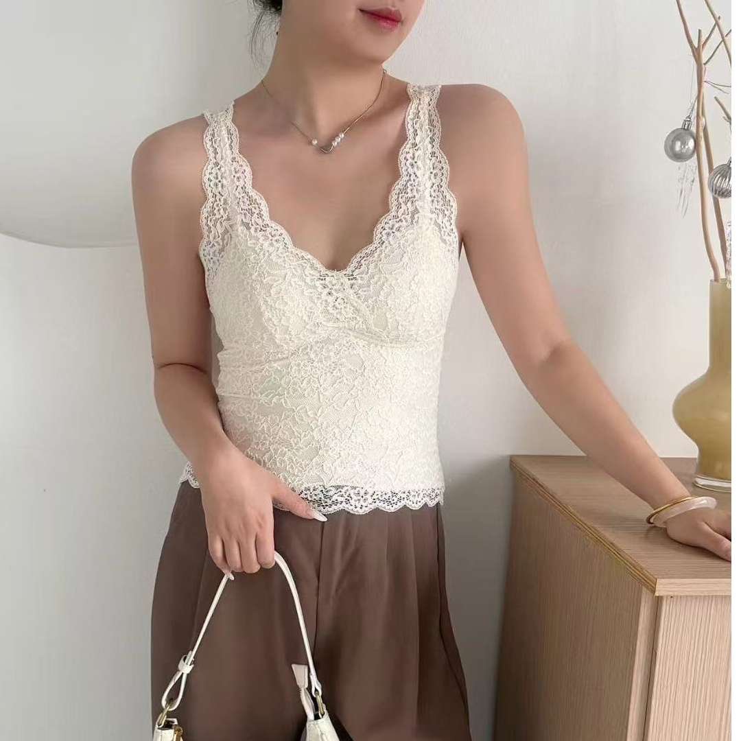 韩系通勤修身型富婆风宽松型白色内衣少女风吊背心12595