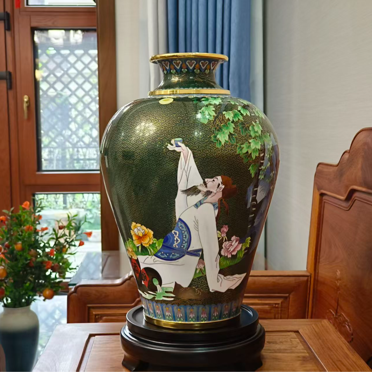 太白醉酒梅瓶赏瓶 非遗珐琅手工艺 顺起匠心手作 收藏居家摆件