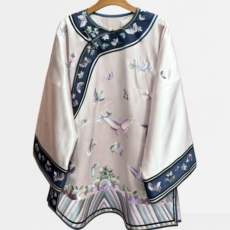 锦姝出品230026满绣百蝶醋酸古董衣太太服