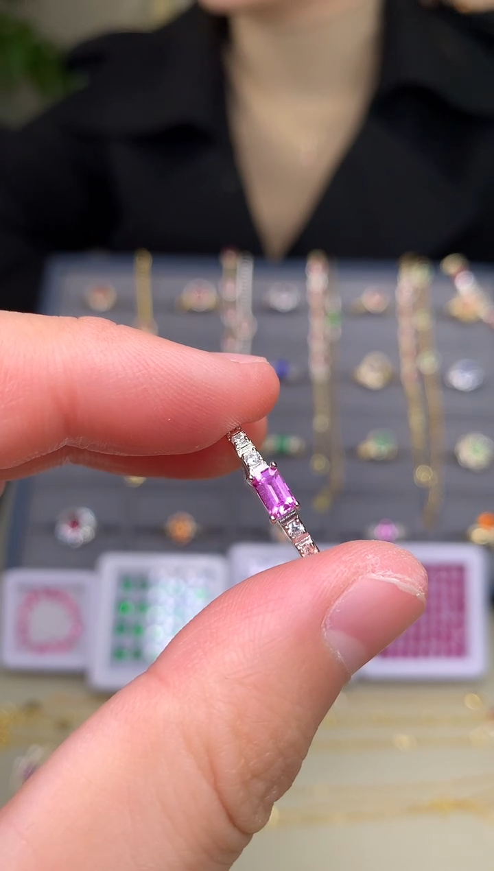 戒指蓝宝石银S925镶嵌戒指