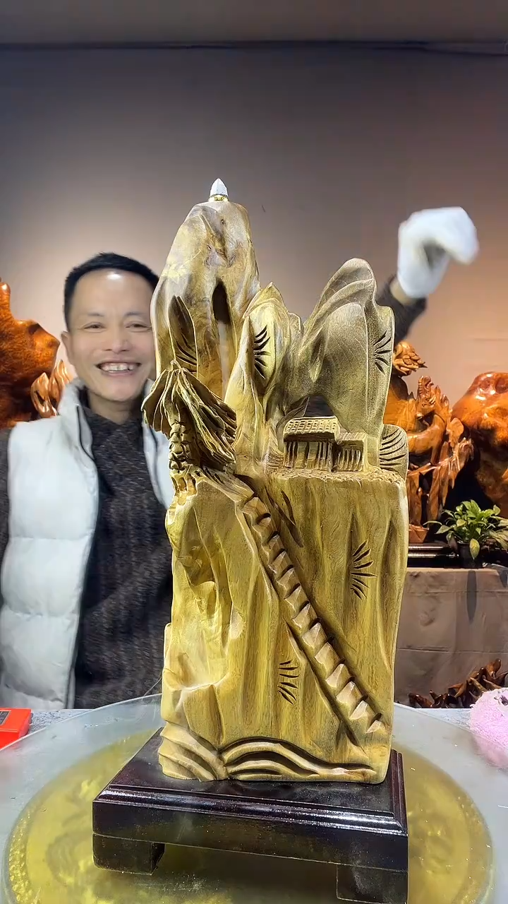 金丝楠黄*七小叶桢楠随行摆件55