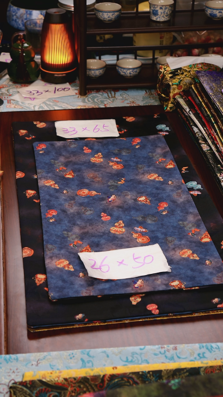 【葫芦蓝黑双面】中国风干泡织锦茶席26*50