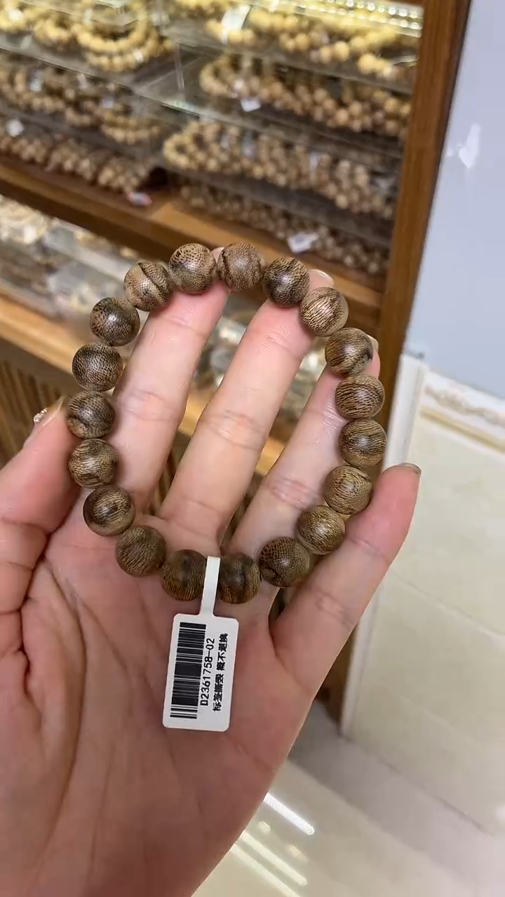 沉香手串文莱圆珠单圈1.2虎斑多样性发其一
