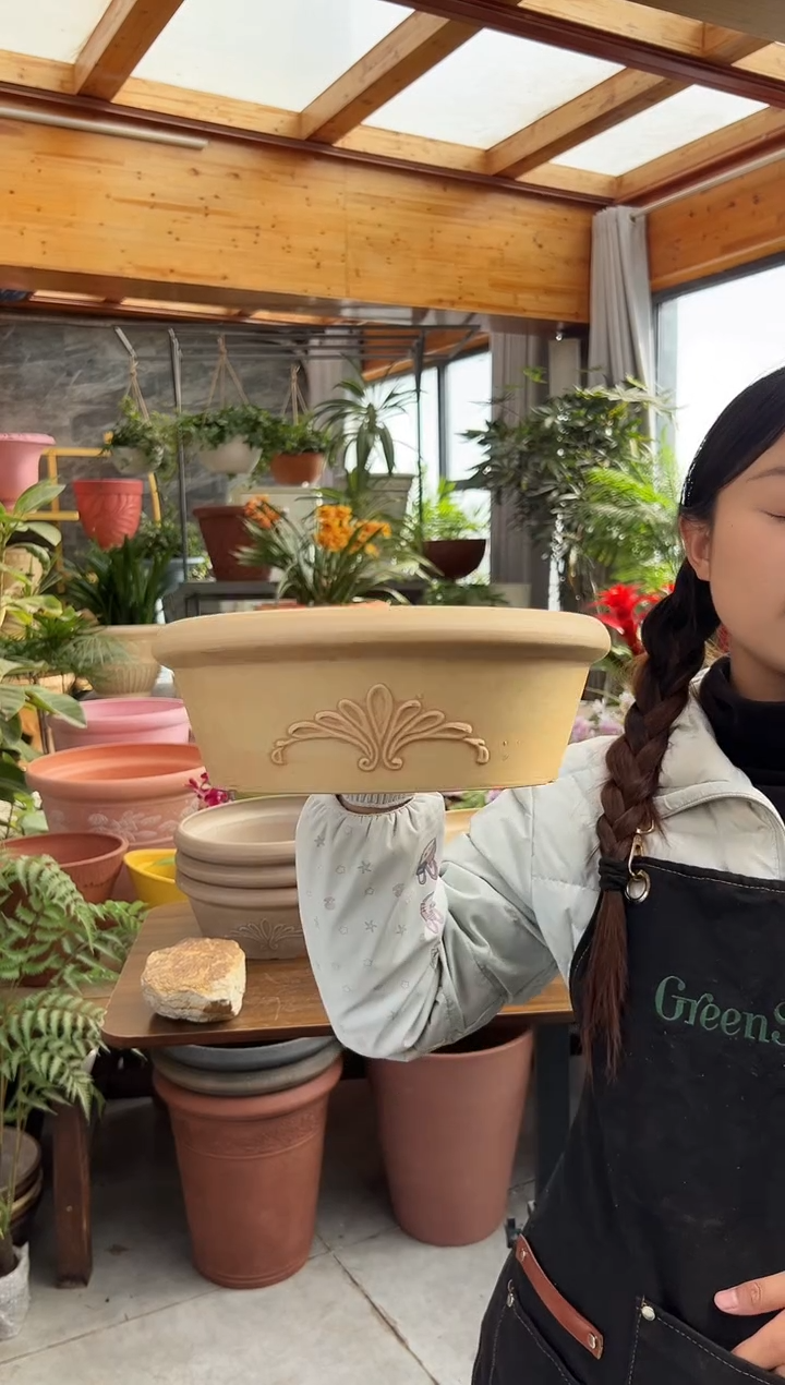 25.4*9.2/TA25【3只装】象牙色浮雕纹理花盆