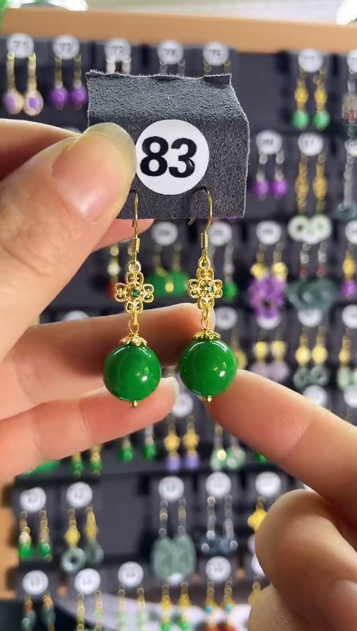 【闪购商品】翡翠耳饰银S925镶嵌新83..