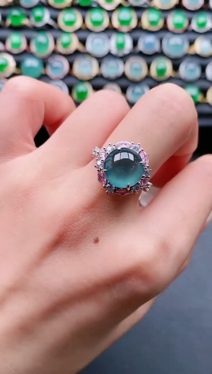 【闪购商品】翡翠戒指银S925镶嵌111111