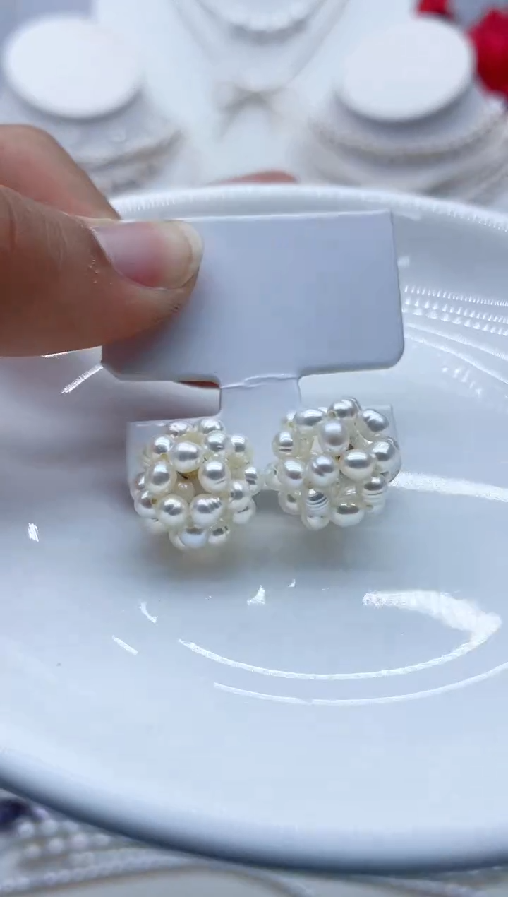 银S925镶嵌耳饰淡水珍珠120