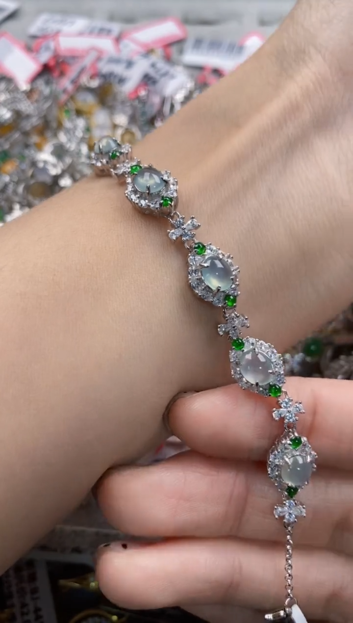 翡翠戒指银S925镶嵌7777----7