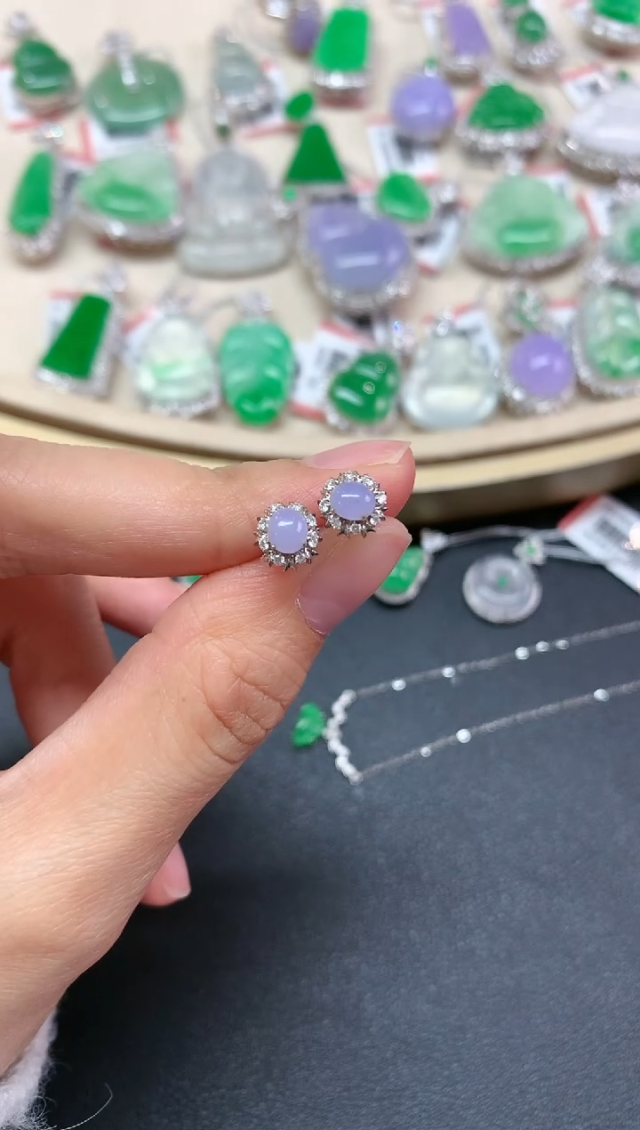 【闪购商品】翡翠耳饰18K金镶嵌W43|3680