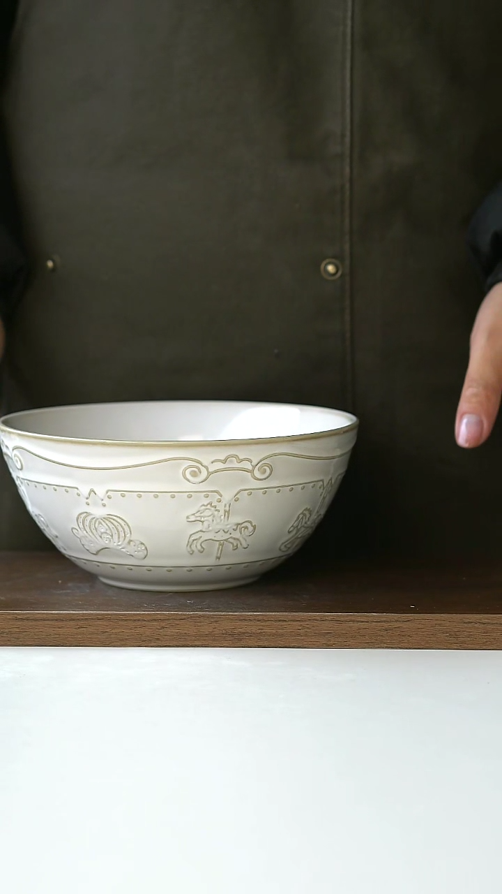 【闪购商品】陶瓷瑕疵木马浮雕面碗15cm@4-2@