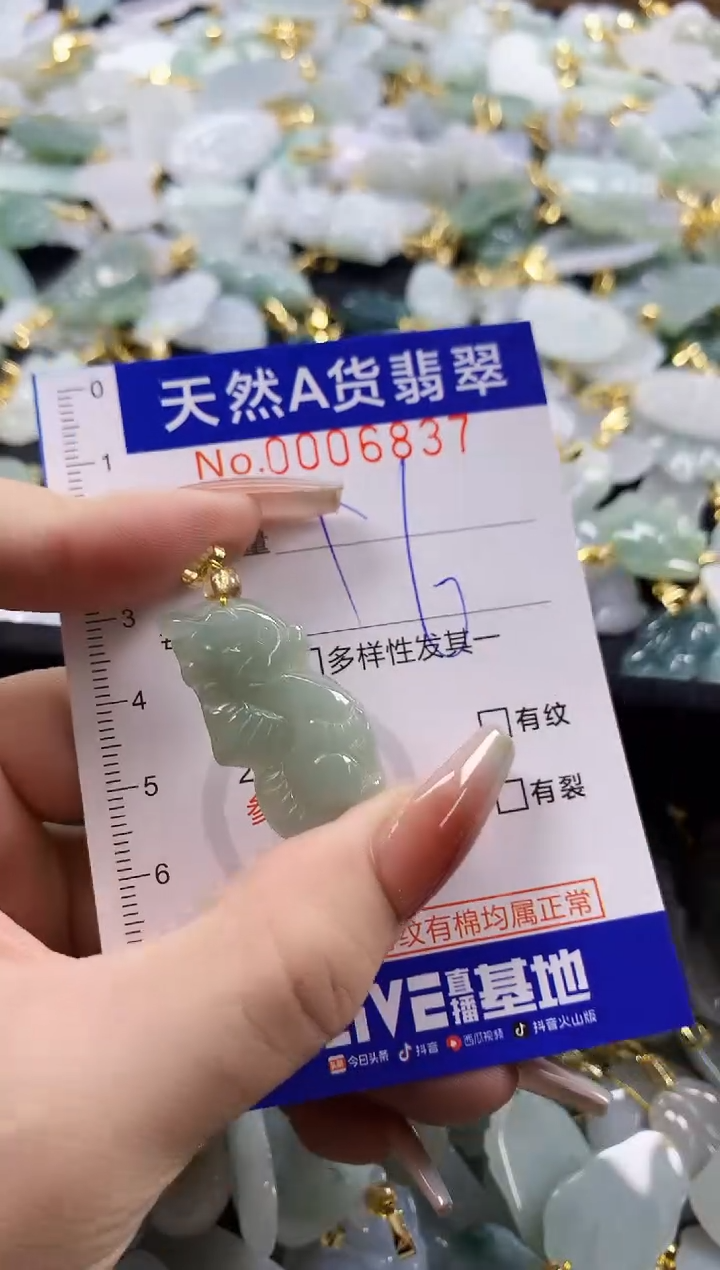 颈饰未镶嵌翡翠桔***猫天然A货翡翠