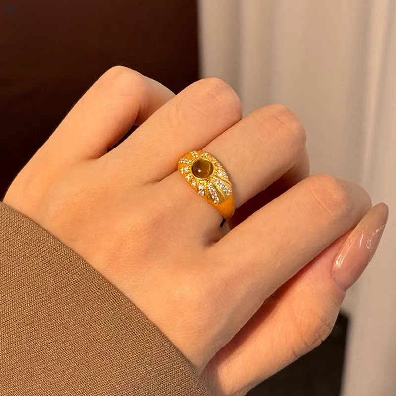 【晓韵专享】足金999 黄虎眼戒指HJJ325