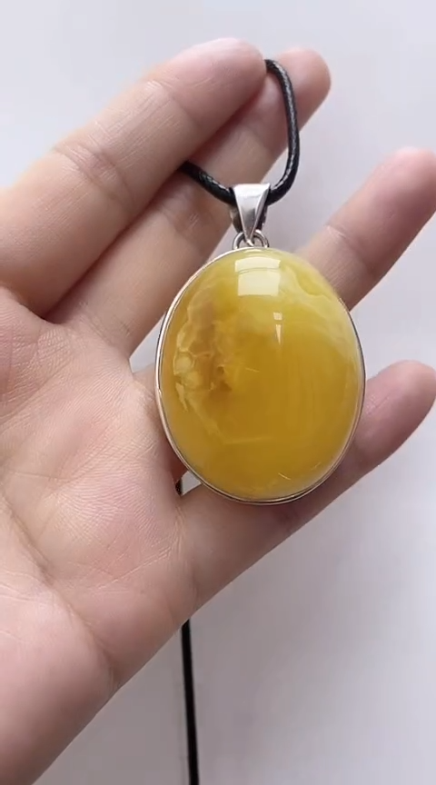 【闪购商品】琥珀裸石银S925镶嵌蜜蜡吊坠