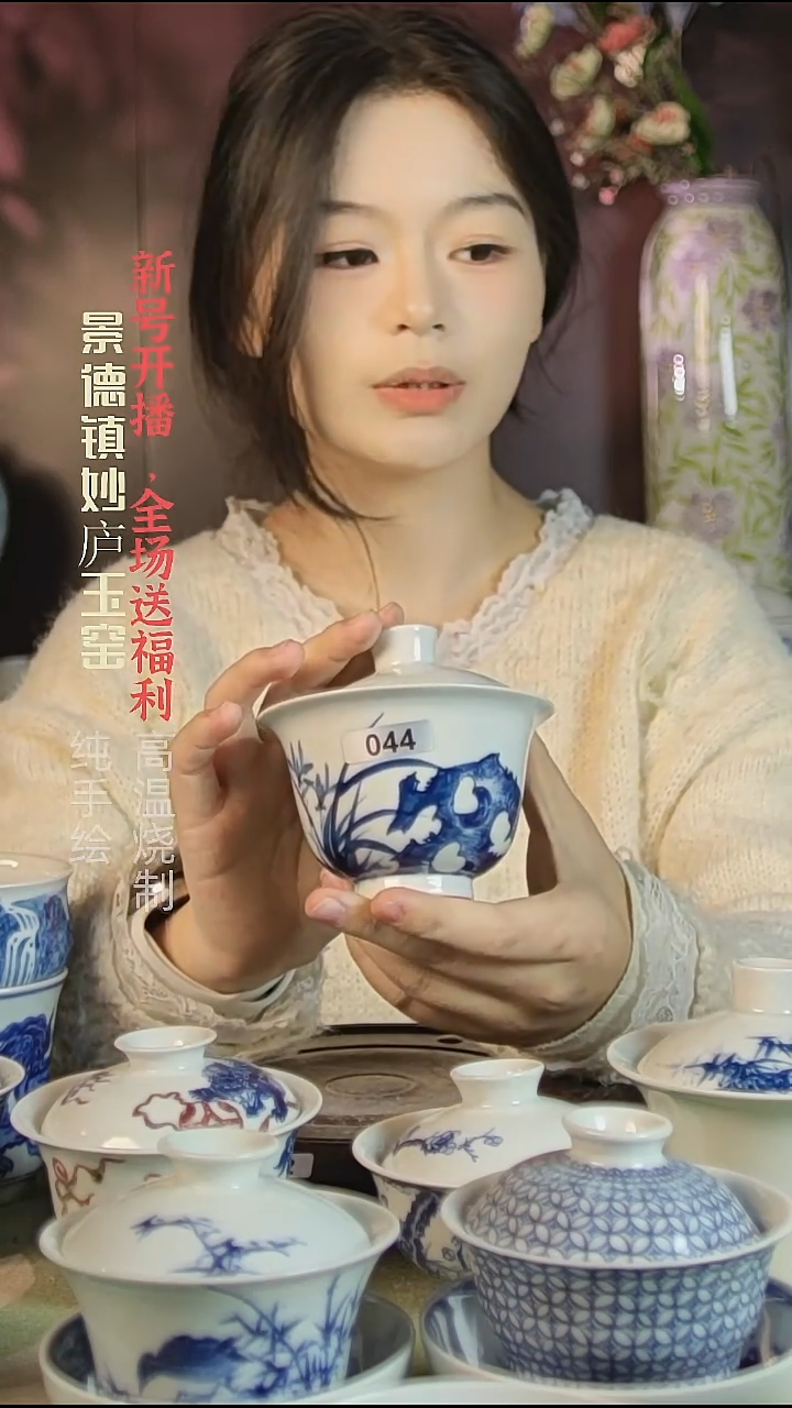 盘陶妙庐玉窑盖碗044微瑕