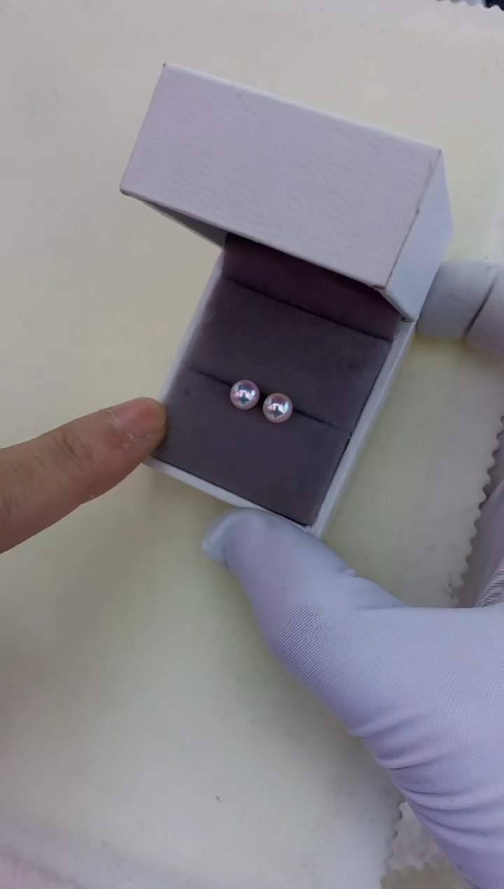 银S925镶嵌饰品海水珍珠5-6素钉定制·银针