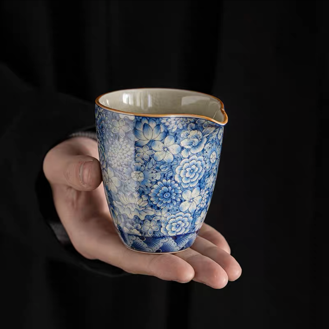 古汝老陶泥青花公道杯景德镇茶海开片陶瓷茶具分茶神器茶海仿古